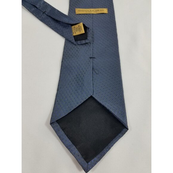 Donna Karan Signature Mens Necktie Silk Blue Dots vintage tie Made in USA - Picture 3 of 5